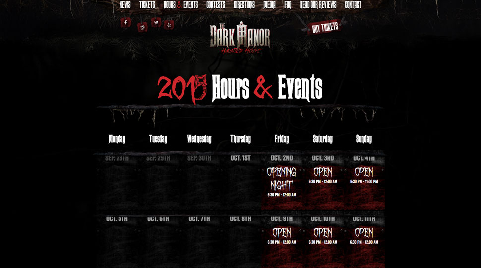 The Dark Manor Interactive Calendar